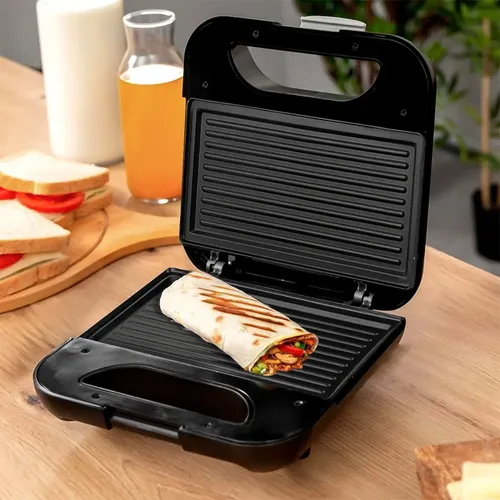 Sandwichera Eléctrica SOGO SS-7176 Antiadherente Para 4 Sándwiches, 1200W, Sin BPA, Con Autoapagado Y 3 Años De Garantía