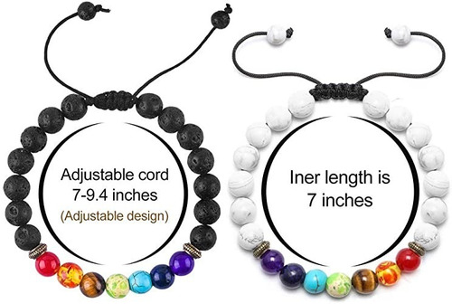 Imagen 3 de 5 de Pulsera Planetas Cuarzos Piedra Natural Chakras 2pz 4mybebe