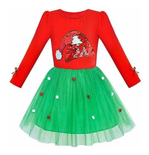 Vestido Navidad Manga Larga Niña 6-12 Años