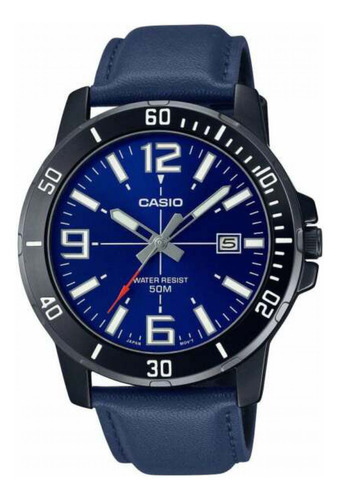 Reloj Casio Mtp-vd01bl-2bvudf Cuarzo Hombre Color De La Correa Azul Color Del Bisel Plateado Color Del Fondo Azul