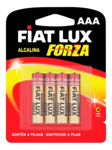 Pilhas Aaa Palito Alcalina Forza Fiat Lux Com 4 Unidades