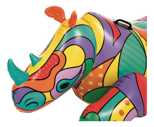 Flotador Montable Rinoceronte Pop Bestway Modelo 41116 Multicolor