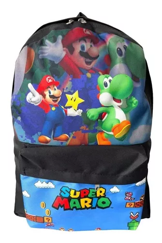 Mochila Preescolar Verde Super Mario Hongos - Bolsas de Córdoba