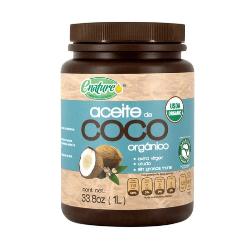 Imagen 1 de 1 de Aceite de coco orgánico virgen enature en frasco 1 l