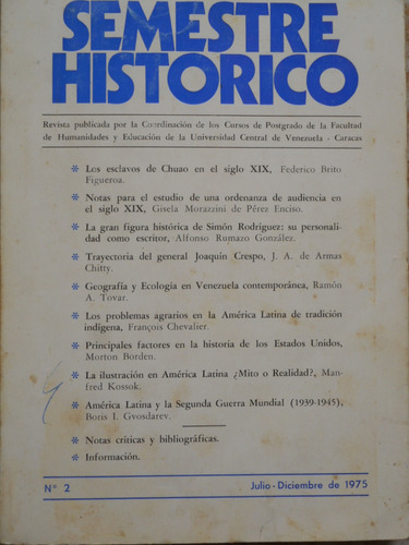 Revista Semestre Histórico Nª2 Jul-dic 1975-humanidades Ucv