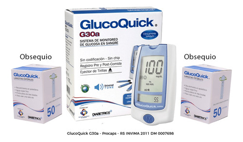 Glucómetro Glucoquick G30a Monitoreo De Glucosa + 100 Lancet