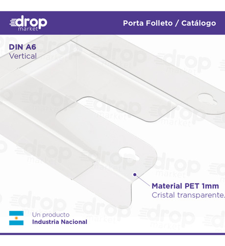Imagen 5 de 10 de Porta Folletos Hojas A6 10x15cm Tipo Acrílico Pared X10u