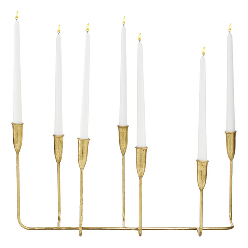 Candelabro Metálico Dorado Con 7 Velas 53x18x25 Cm Cosmolivi