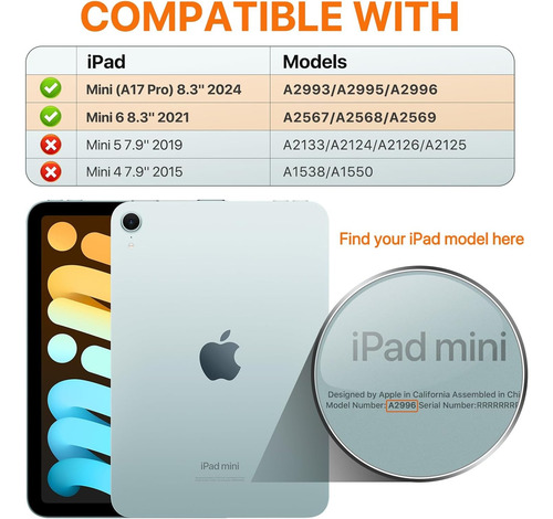 Funda Para iPad Mini 7 (a17 Pro)2025 /iPad Mini6 8.3'' A2996