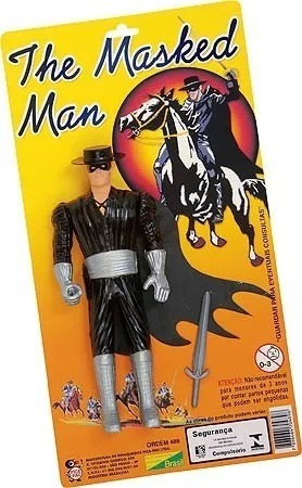 20cm Boneco Zorro Don Diego Com Capa Preta Chapeu E Mascara