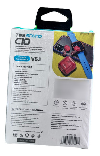Auriculares Kbod Color Rojo Kb C10 Kb-tws-c10 Rojo