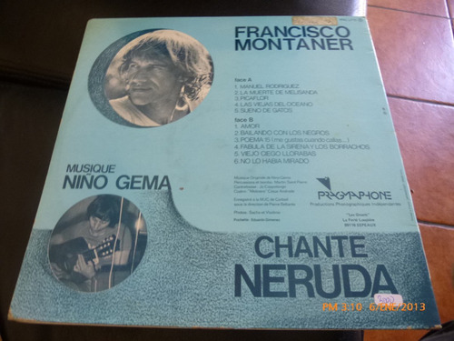 Vinilo Lp De Francisco Montaner Chante Neruda (u17