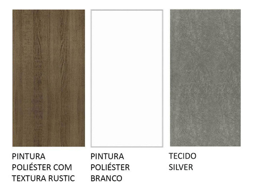 Sala De Jantar Mesa Tampo Madeira 4 Cadeira Rbs Keila Madesa Cor Rustic/Branco/Silver Desenho do tecido das cadeiras Liso