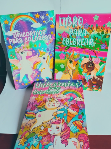 Pack 3 Libros Para Colorear De Unicornio 