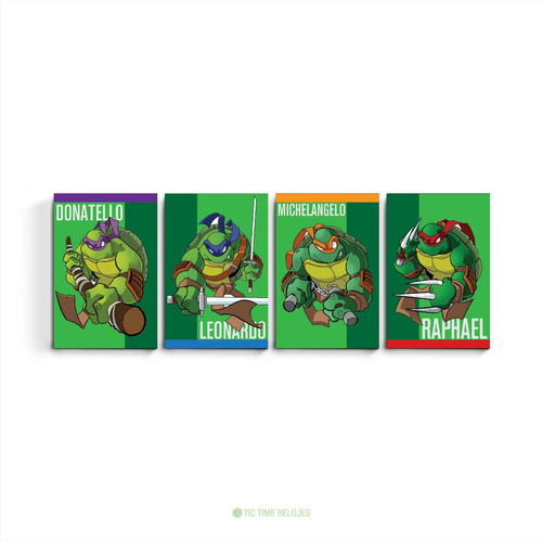 Cuadro 4 Partes Tortugas Ninja Leonardo Donatello Raphael Mi