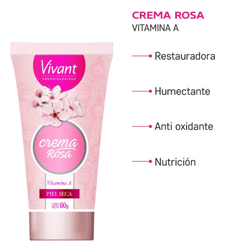 Crema Rosa Piel Seca Con Vitaminas A Iyosei - 60 Grs.