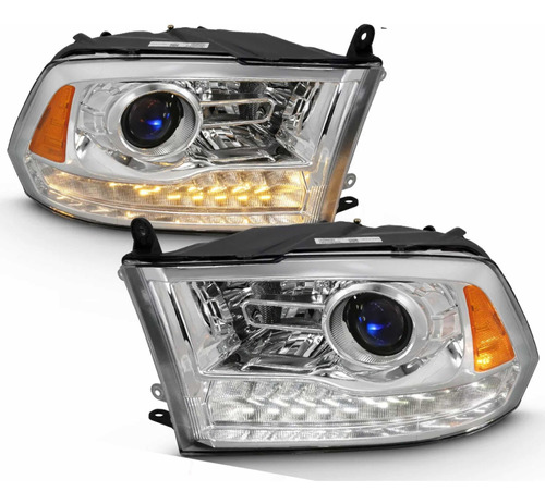 Faros De Lupa Cromados Para Dodge Ram 2009 - 2018