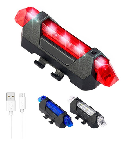 Luz Led Bicicleta De Seguridad Recargable Usb Colores Color Rojo