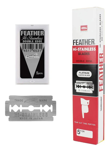 100 Cuchillas De Afeitar Hi-stainless De Feather Con Doble F