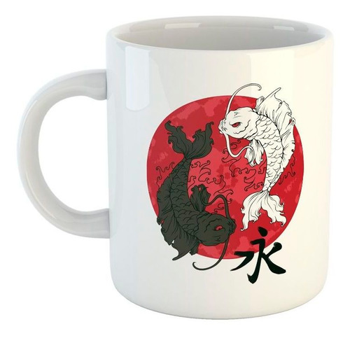 Taza De Ceramica Peces Blancos Y Negros Ying Yang
