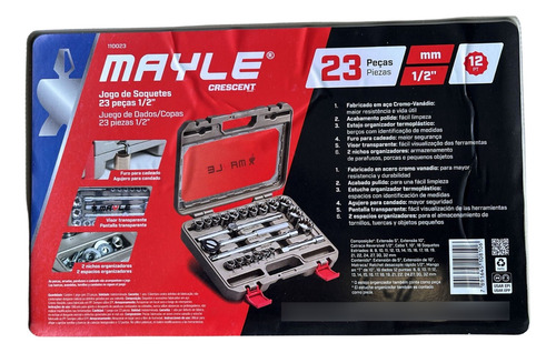 Maleta Jogo De Soquetes Estriados Mayle 1/2 - 23 Pc 8-32mm