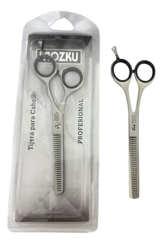 Tijera De Entresacar Barberia Profesional 6 Acero Mozku Plateado