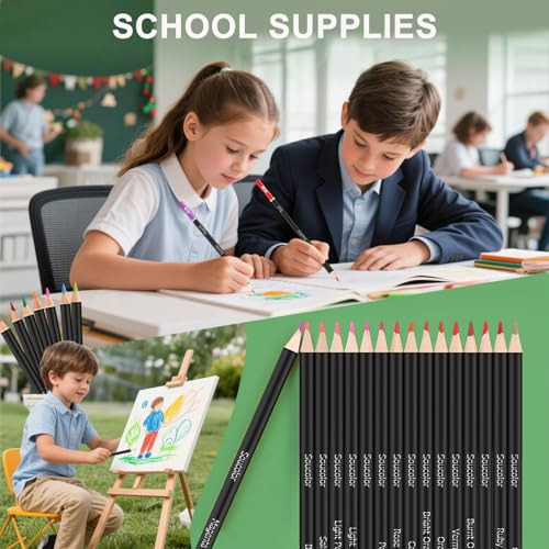 Set De 72 Lápices De Colores Con Caja Metálica Escuela, Of