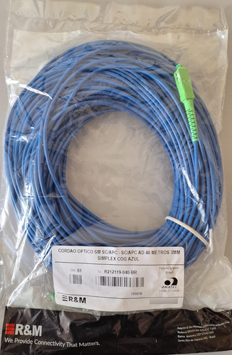 Cordão Optico Sm Sc/apc - Sc/apc Ad 40m 3mm Simplex Azul