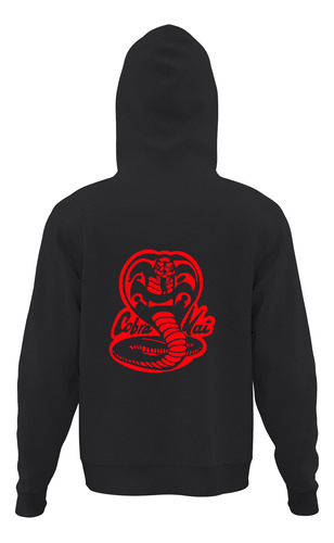 Sudadera Negra Con Capucha Cobra Kai Impresión Ambos Lados 