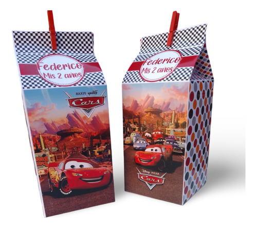 Bolsitas Cars Cumpleaños Autos Milk Box X20 Golosineras Nene