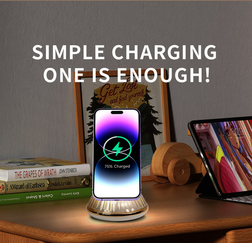 Cargador Rápido Mag-safe De 15 W, Lámpara De Mesita De Noche, Soporte De Carga Inalámbrico Magnético 3 En 1 Para iPhone Serie 16/15/14/13/12, Lámpara De Mesa Ideal Para Dormitorio, Sala De Estar