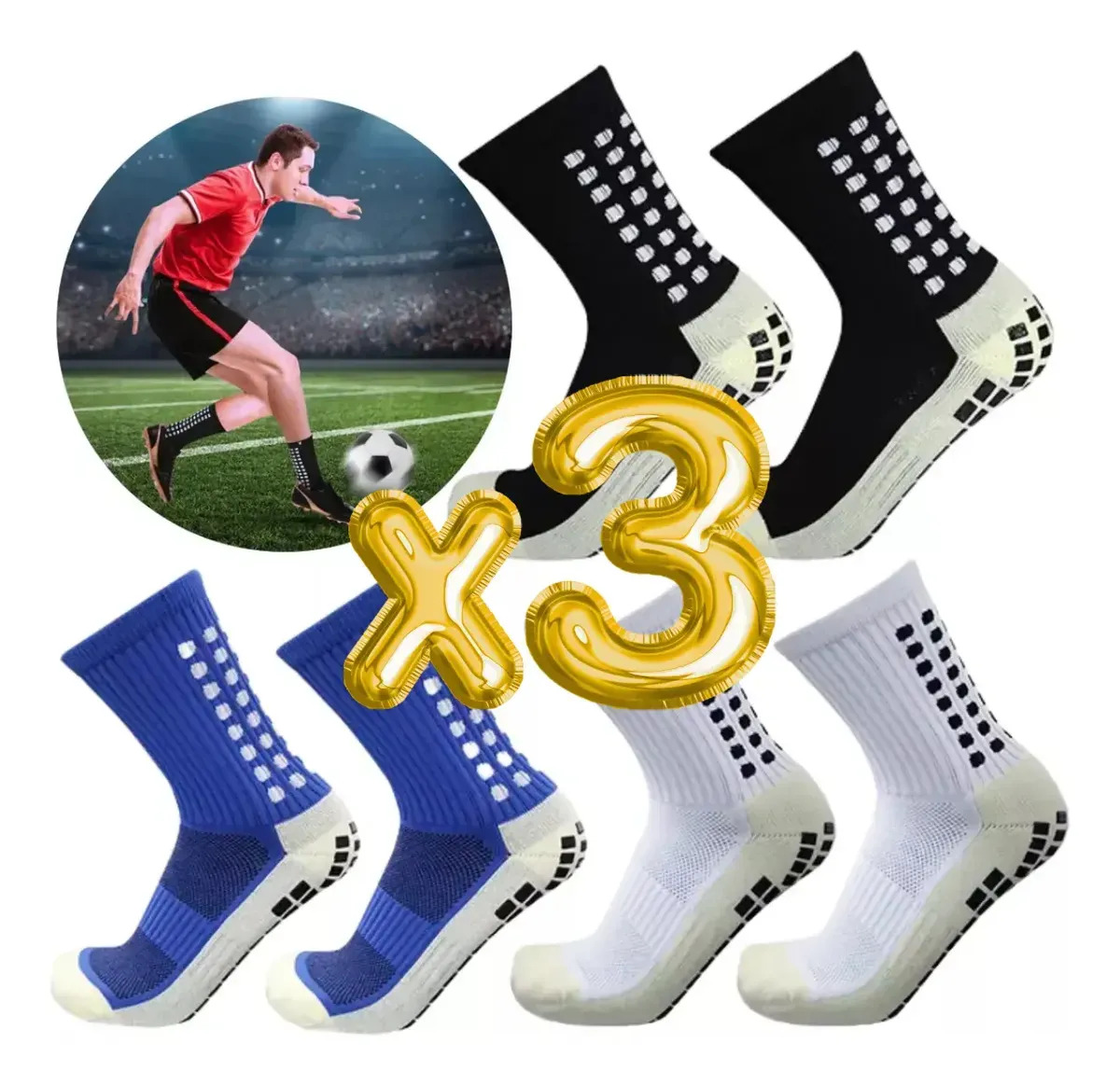 Meias esportivas antiderrapantes Trusox para futebol