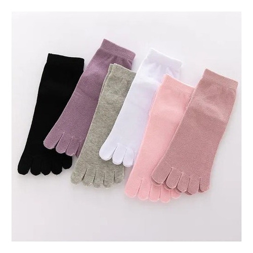 5 Pares De Calcetines De Algodón Femeninos Con Cinco Dedos