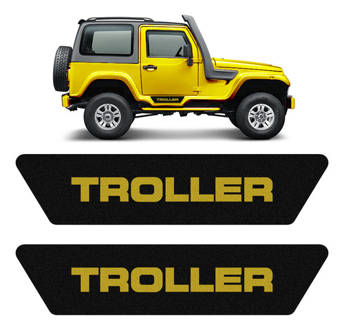 Soleira Externa Troller T4 /2014 Adesivo Preto Logo Amarelo