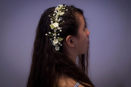 Imagen 10 de 10 de Tocado Diadema Tiara Novia Xv Primera Comunión Inés