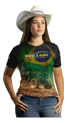 Camiseta Agro Brk Brasil Agro É Top Com Proteção Uv 50+