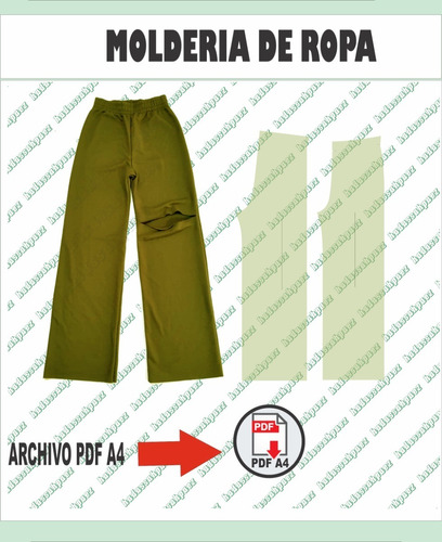 Molde De Ropa Imprimible En Pdf A4  Palazo Recto Mujer