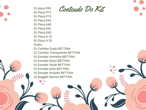 Kit Placas E Carimbos Unhas - Decora E Você- Flores