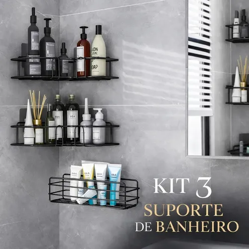 Suporte Para Shampoo Ak Acessórios de Parede com 3 Prateleiras, P...