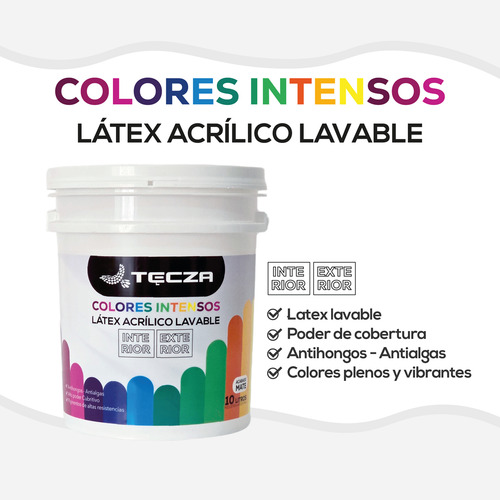 Pintura Látex Tecza 10l Colores Intensos Interior Y Exterior Gris Topo Mate