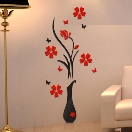 Pegatinas De Pared Y Diy Jarrón Con Forma De Árbol De Flores