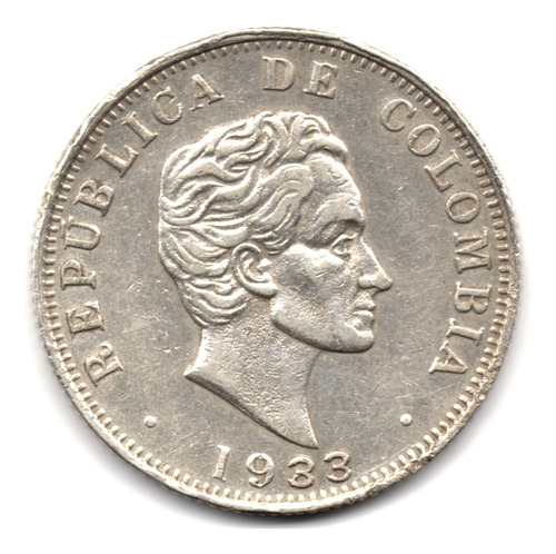 50 Centavos 1933 Medellín Sin M Plata