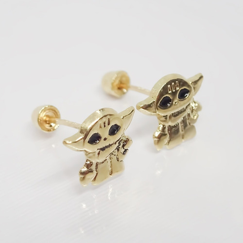 Amor Eterno - Broqueles Aretes Star Wars Yoda Bebé / Oro 10k