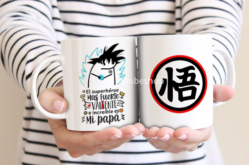 Taza Papá El Mejor Súper Heroe Goku Deformitos Flork 325ml