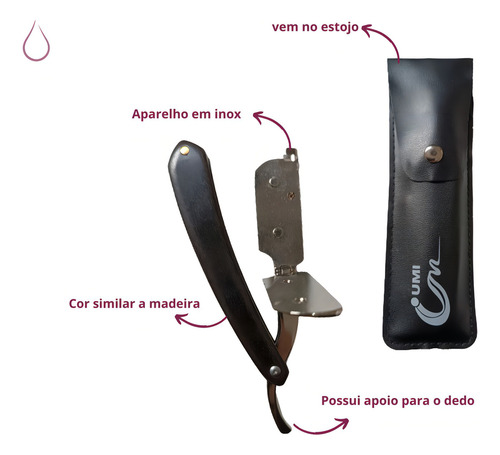 2 Un Navalha Navalhete Profissional Com Estojo Inox