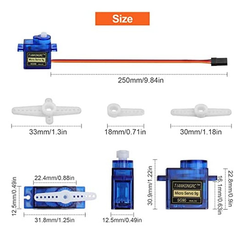 4 Piezas Sg90 9g Micro Servos Para Rc Robot Helicóptero Avió