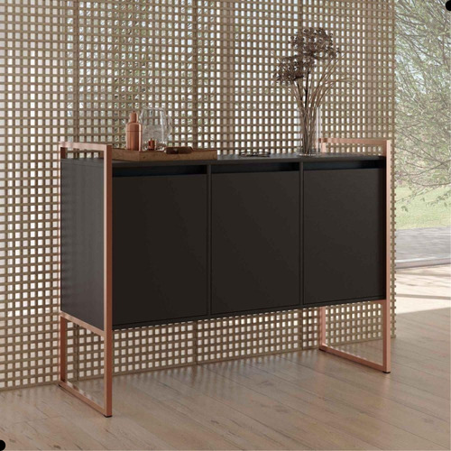 Buffet 3 Portas Rouxe Preto Cobre