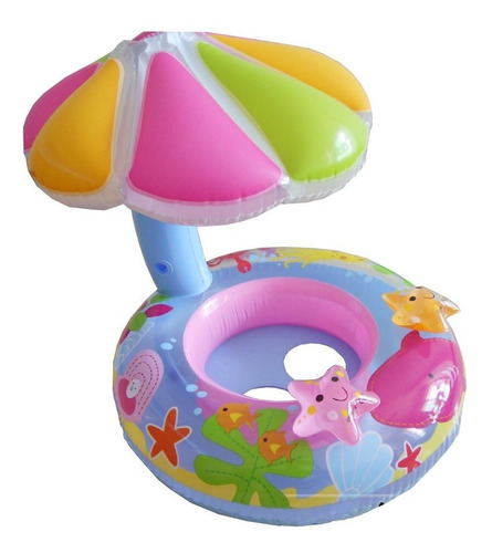 Imagen 2 de 3 de Flotador Bebe Salvavidas Con Techo Toldo Flor