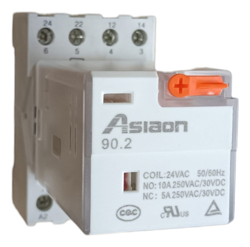 Relé Encapsulado Asiaon 24 Vac 8 Pines 10 A Con Base