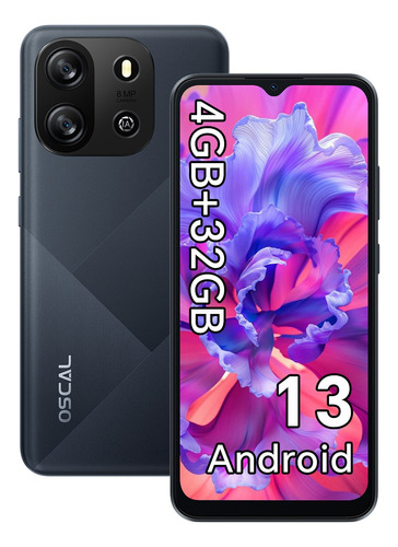 Teléfono Móvil Oscal Flat 1c, 4gb+32gb (tf 1tb) Smartphone Android 13, Pantalla 6.52'' Hd+, 4700mah  4g Dual Sim Dual Standby Móvils, Face Id